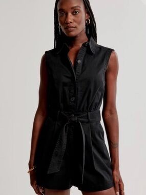 Abercrombie Black Belted Utility Romper Size M